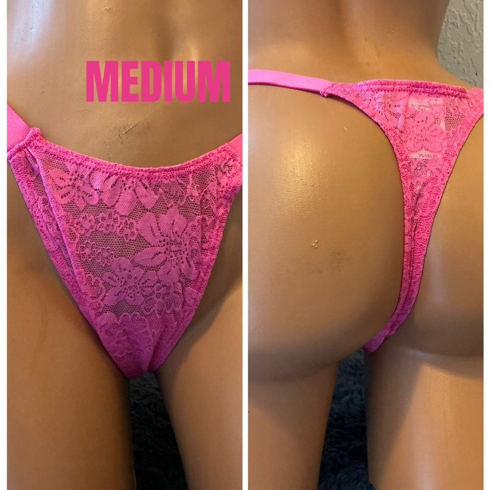 PINK Victoria's Secret Floral Lace Panties - Vibrant Pink